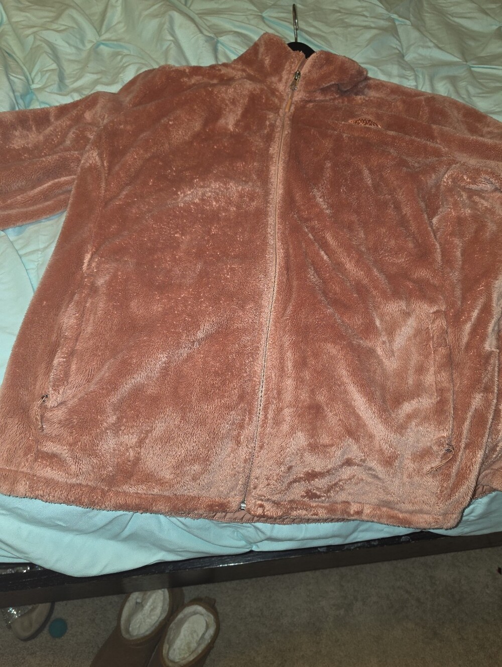 Plush Full-Zip Fuzzy Jacket in Dusty Rose